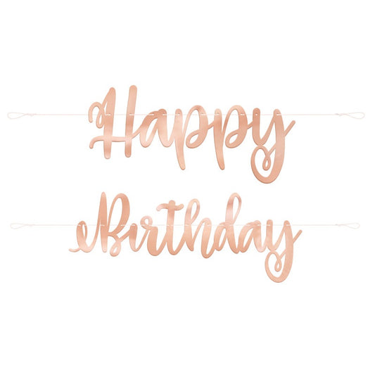 Rose Gold Script "Happy Birthday" Banner 7 ft