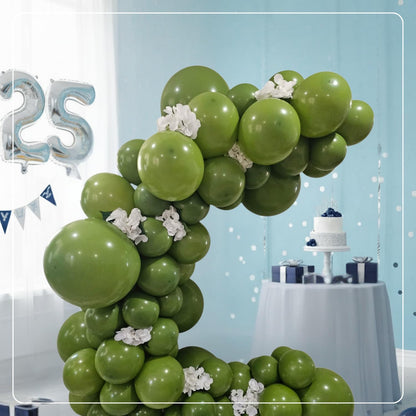 Retro Olive Green Latex Balloons