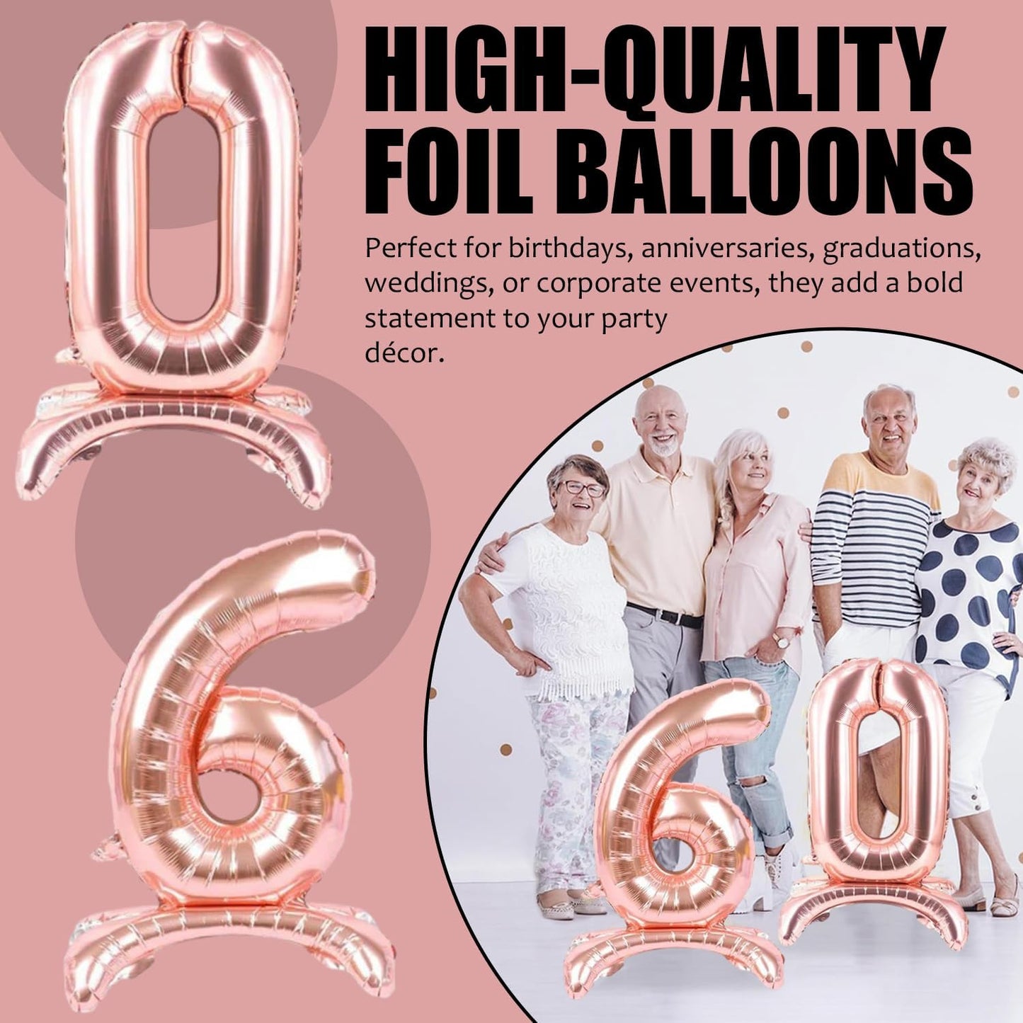 Rose Gold Standing Number Foil Balloon