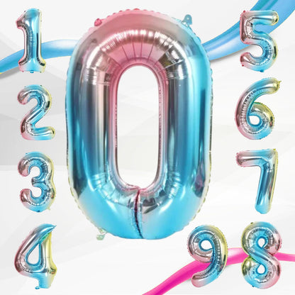 Rainbow Number Foil Balloon - 16in