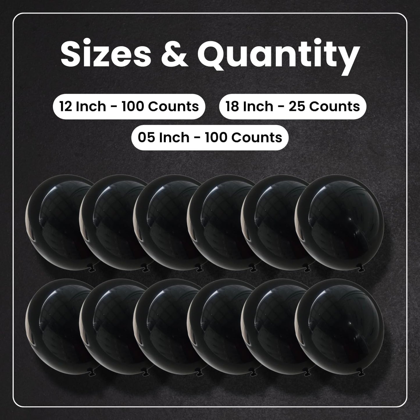 Matte Black Latex Balloons