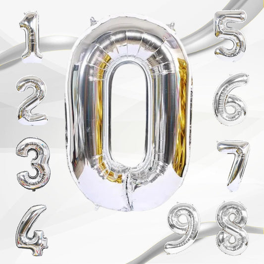 Silver Number Foil Balloon - 32in