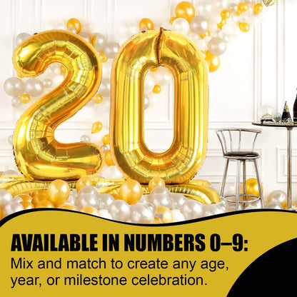Gold Standing Number Foil Balloon