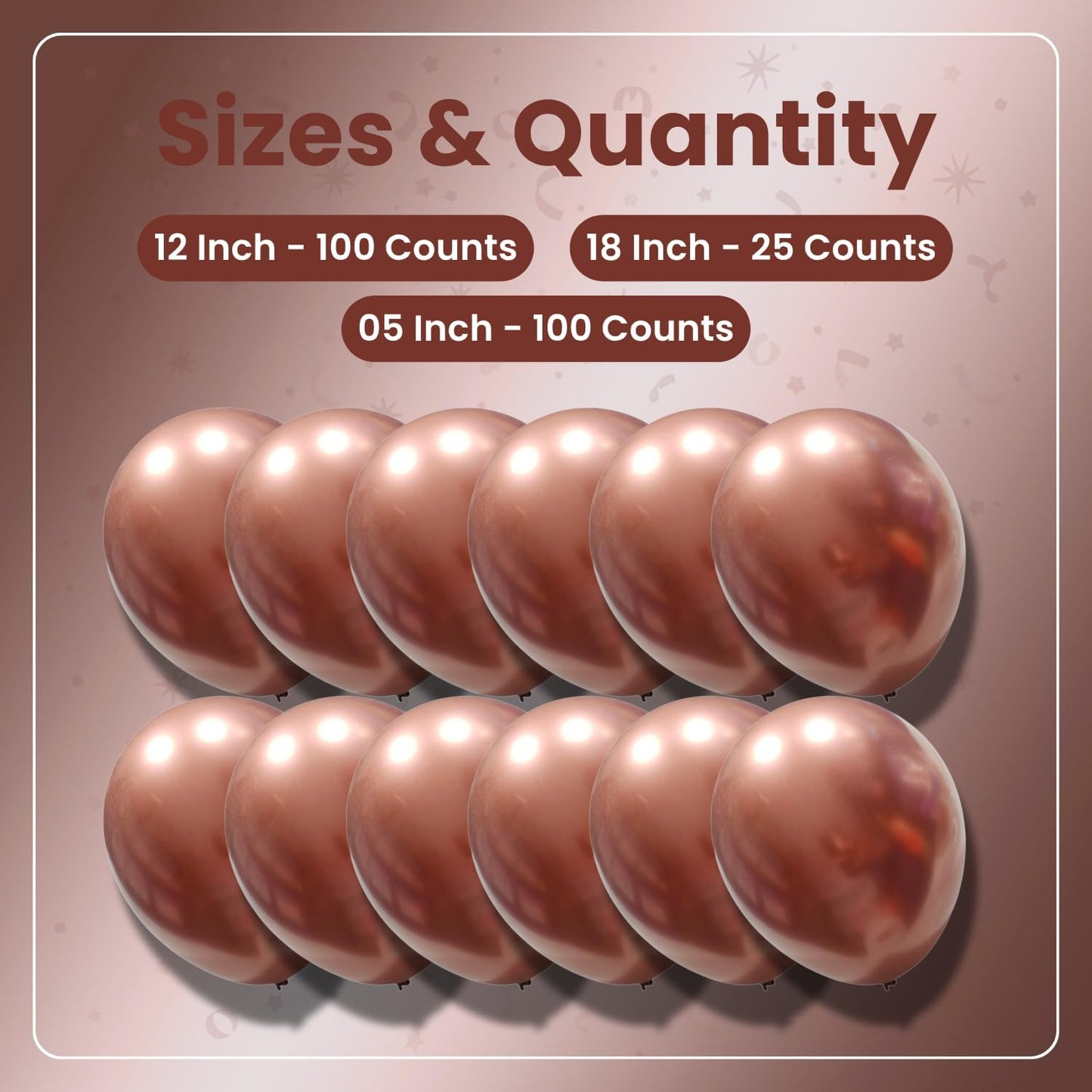 Metallic Rose Gold Latex Balloons