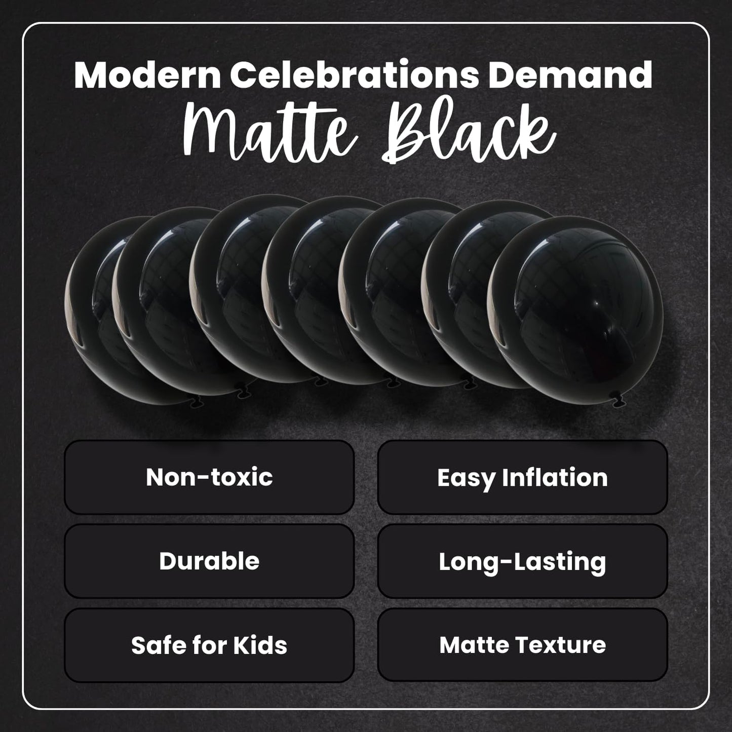Matte Black Latex Balloons