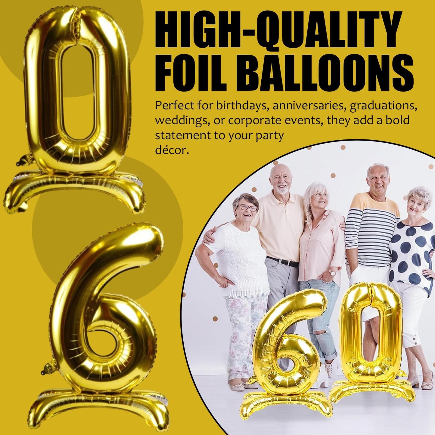 Gold Standing Number Foil Balloon