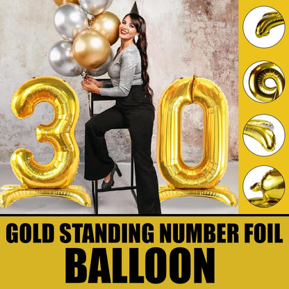 Gold Standing Number Foil Balloon