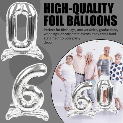 Silver Standing Number Foil Balloon - 32in