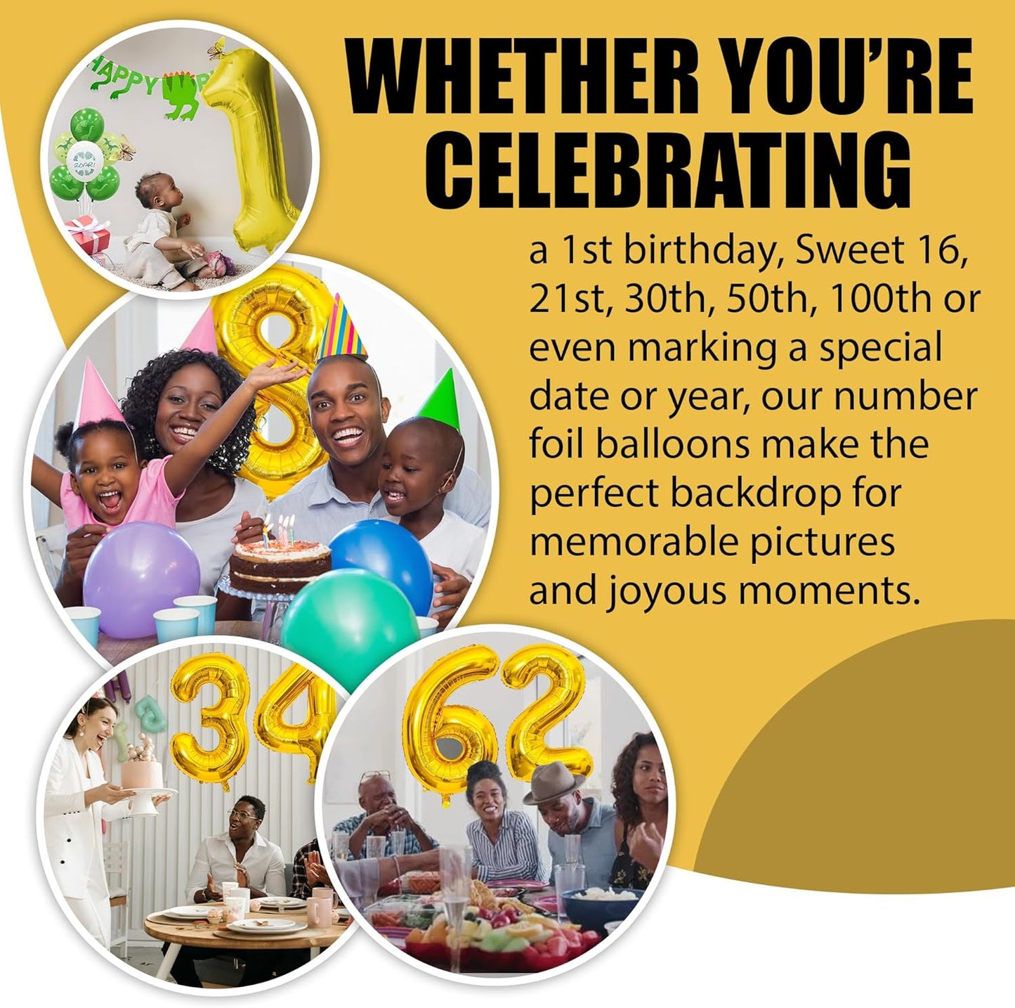 Gold Number Foil Balloon - 16in