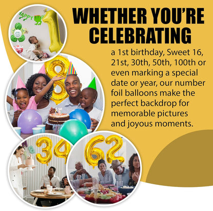 Gold Number Foil Balloon - 16in