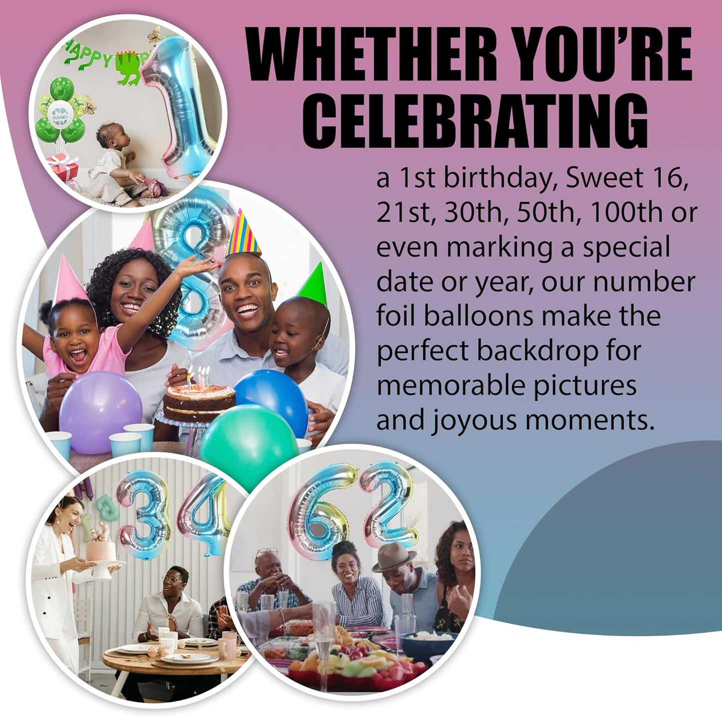 Rainbow Number Foil Balloon - 16in