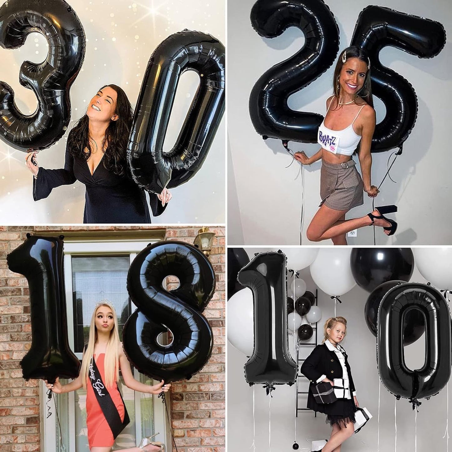Black Number Foil Balloon - 40in