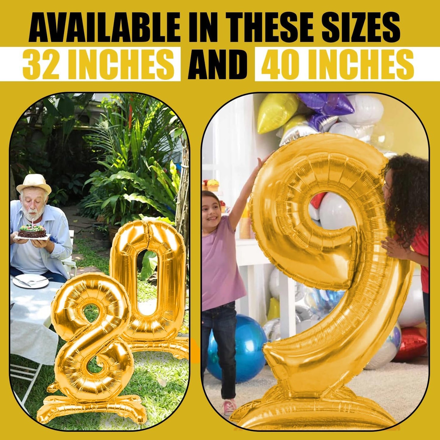 Gold Standing Number Foil Balloon