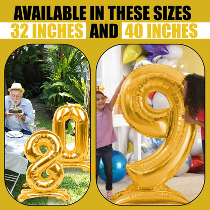 Gold Standing Number Foil Balloon