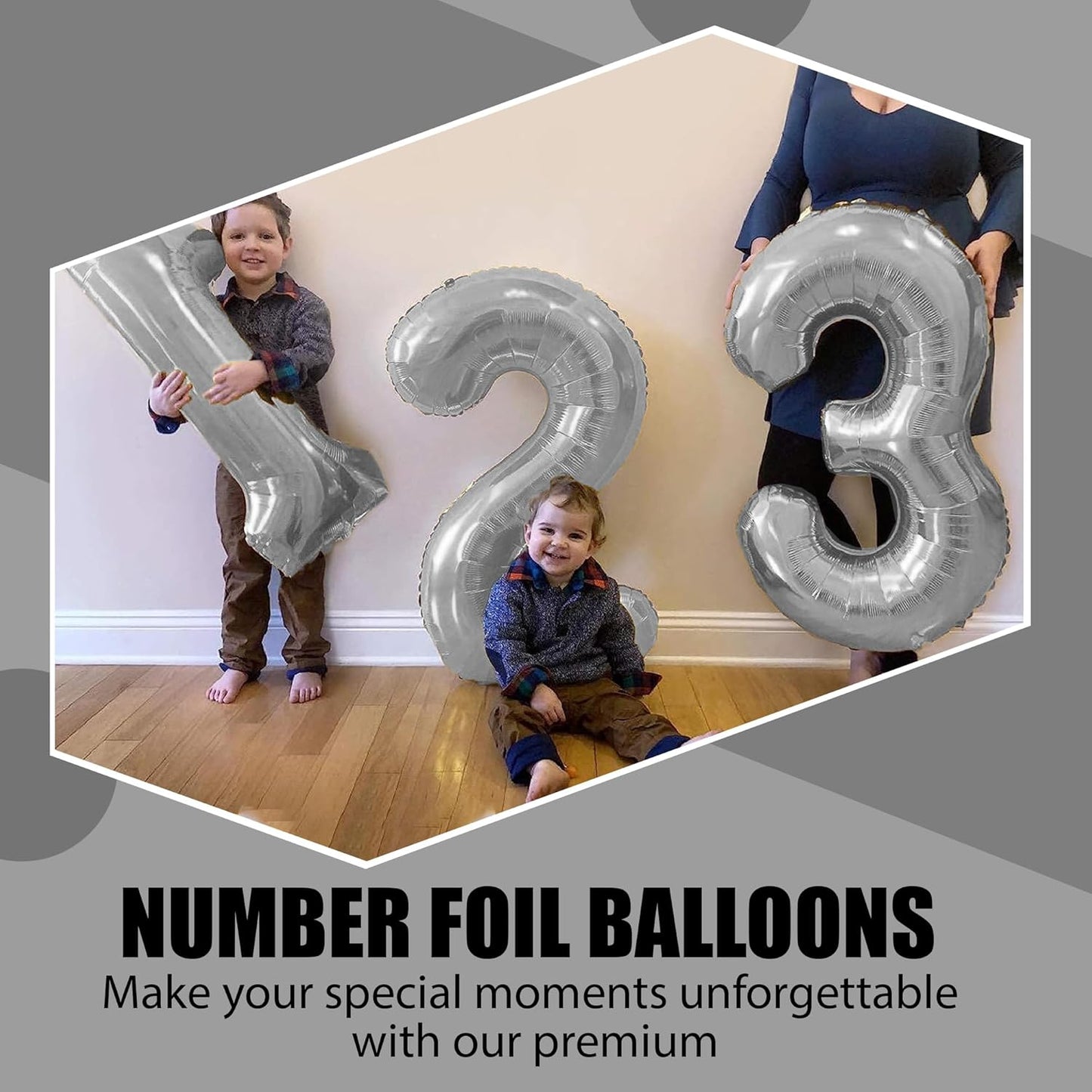 Silver Number Foil Balloon - 16in