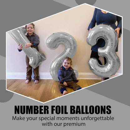 Silver Number Foil Balloon - 16in