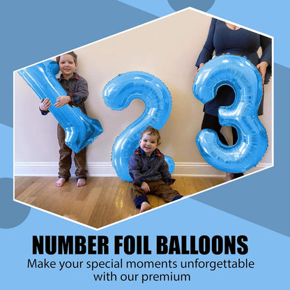 Blue Number Foil Balloon - 16in