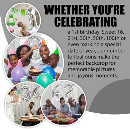 Silver Number Foil Balloon - 16in