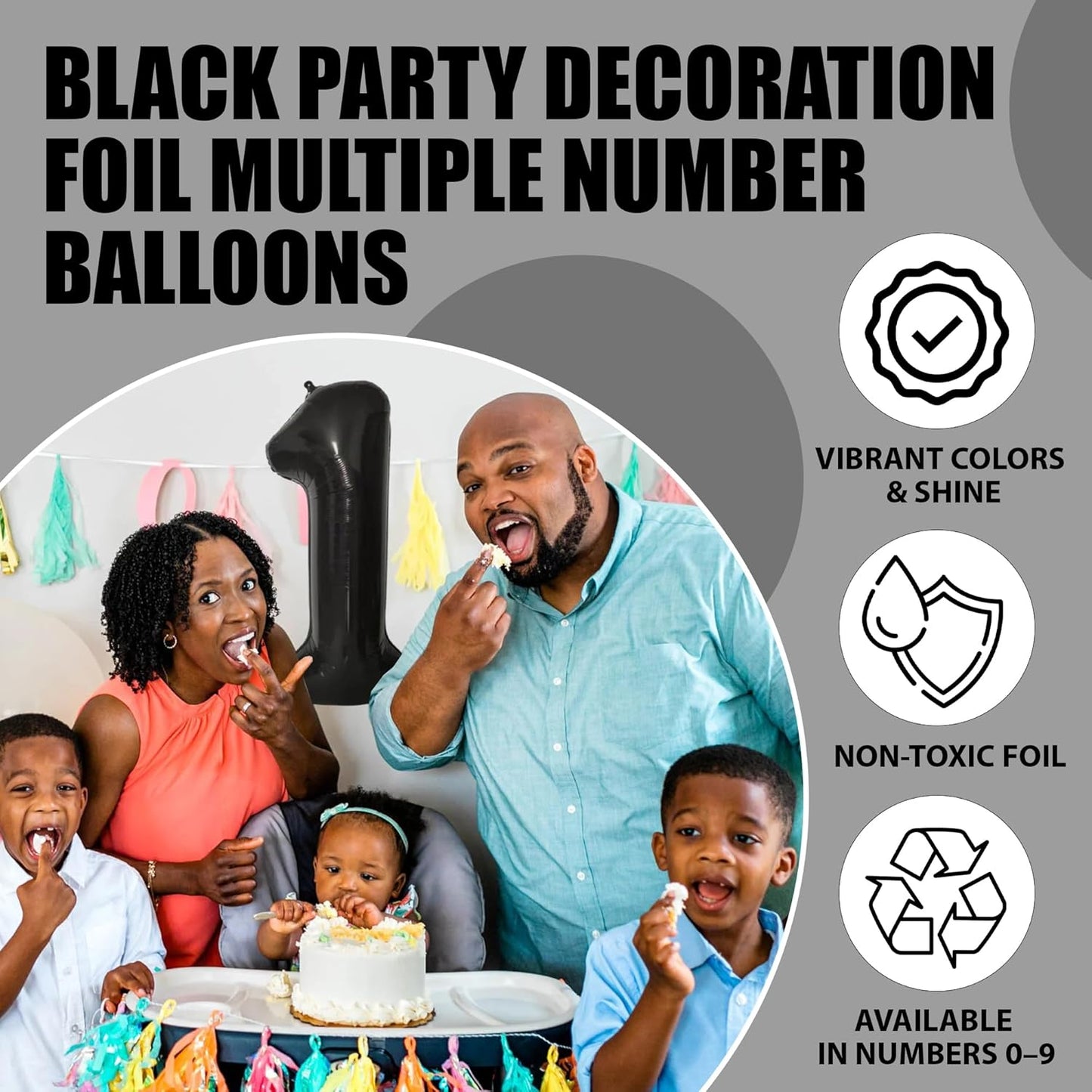 Black Number Foil Balloon - 40in