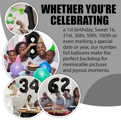 Black Number Foil Balloon - 40in