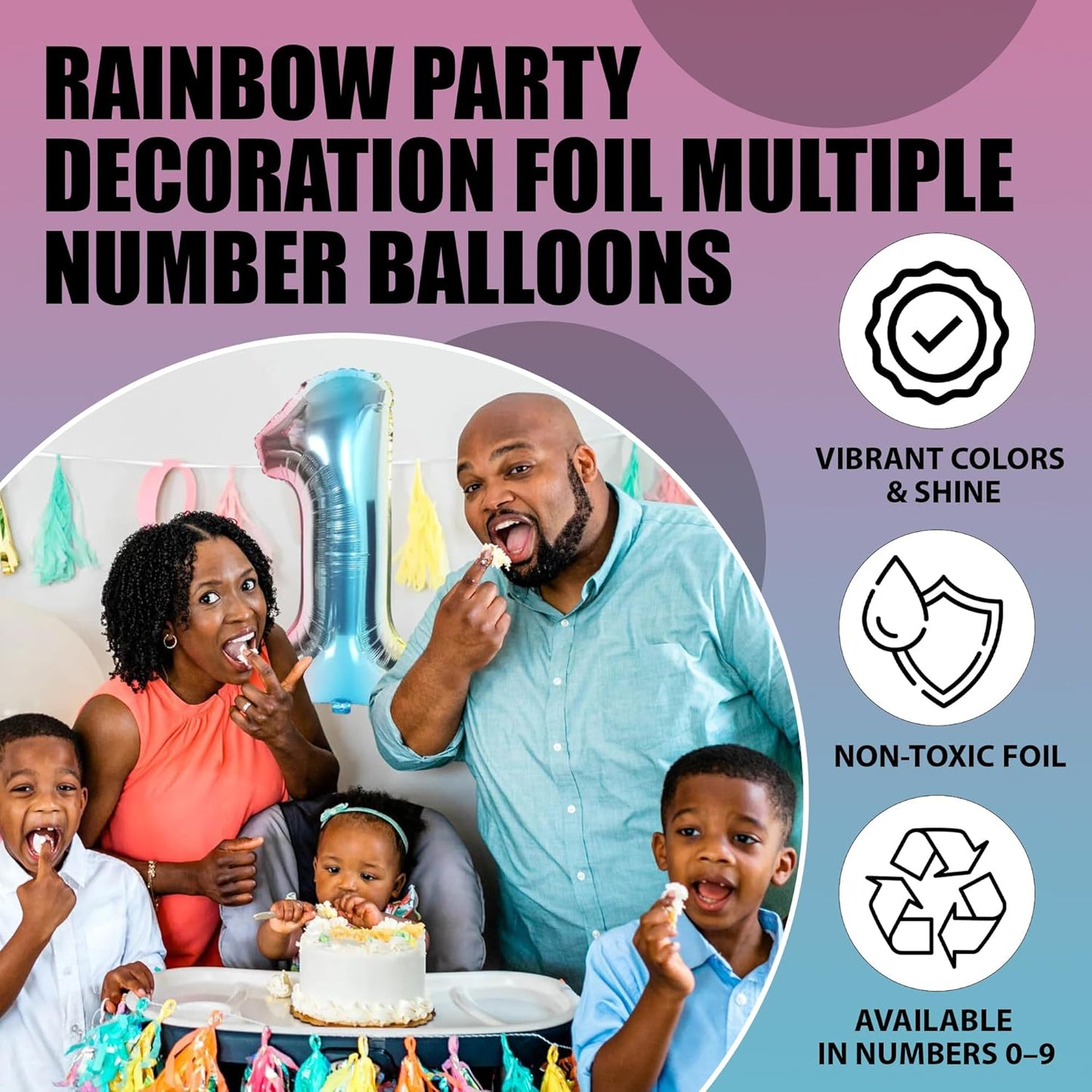 Rainbow Number Foil Balloon - 16in