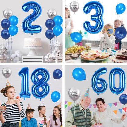 Blue Number Foil Balloon - 16in