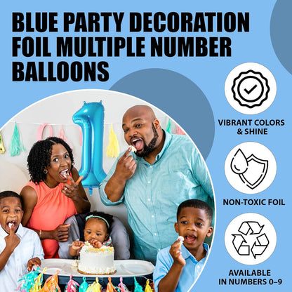Blue Number Foil Balloon - 16in