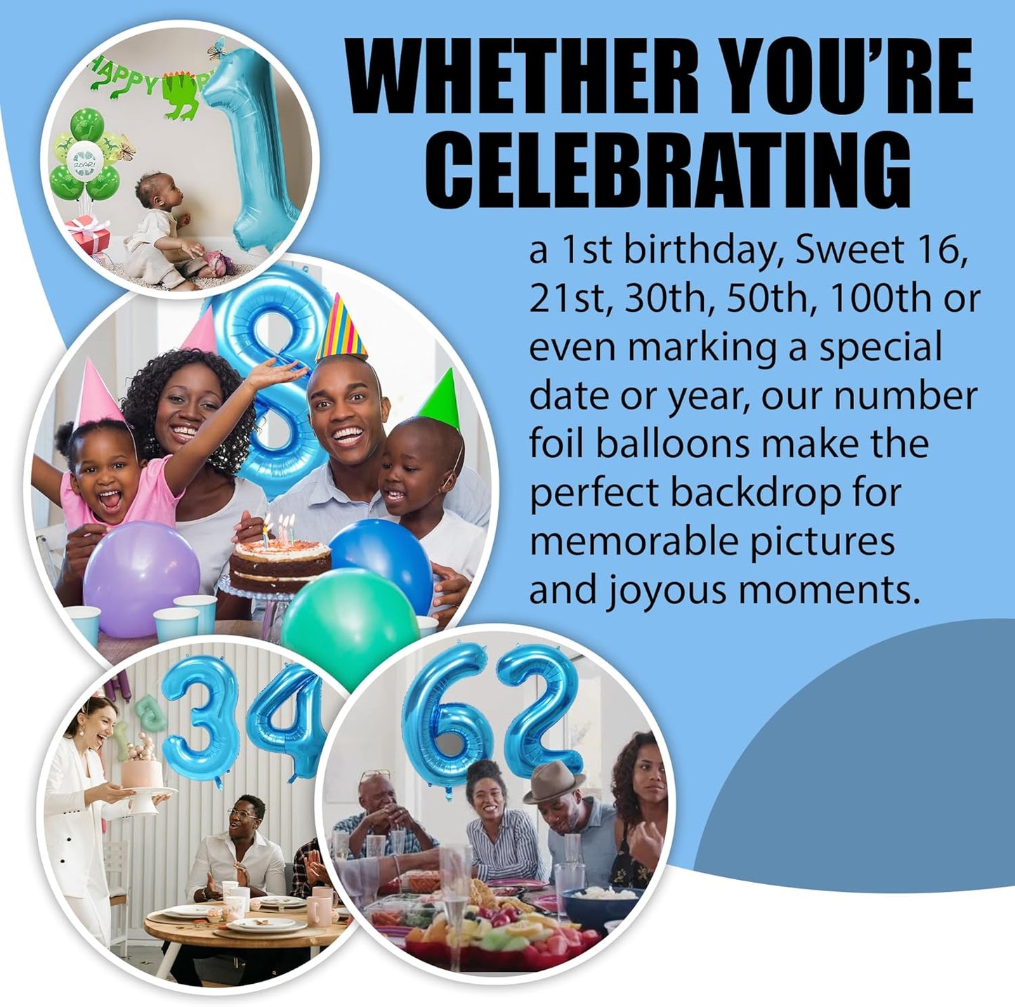 Blue Number Foil Balloon - 16in