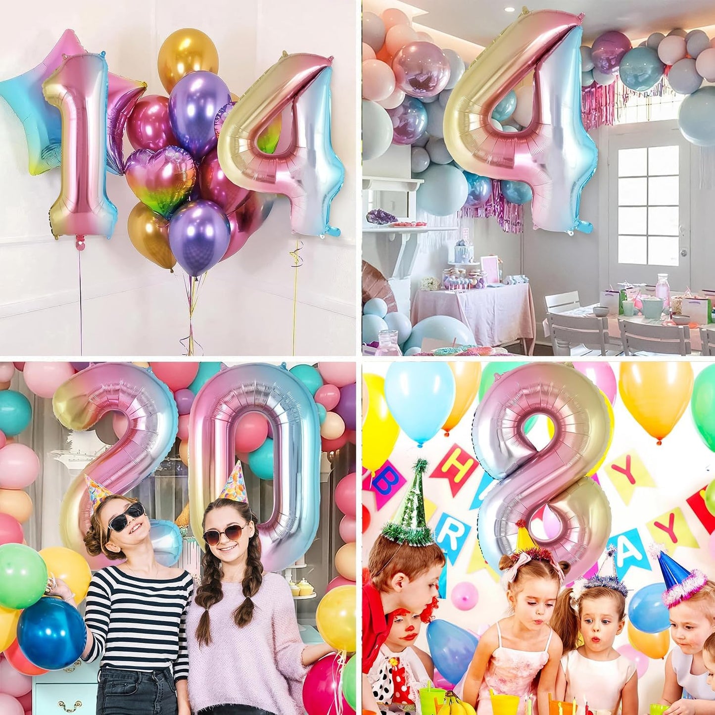Rainbow Number Foil Balloon - 16in