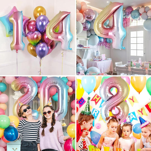 Rainbow Number Foil Balloon - 16in