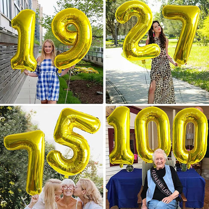 Gold Number Foil Balloon - 16in