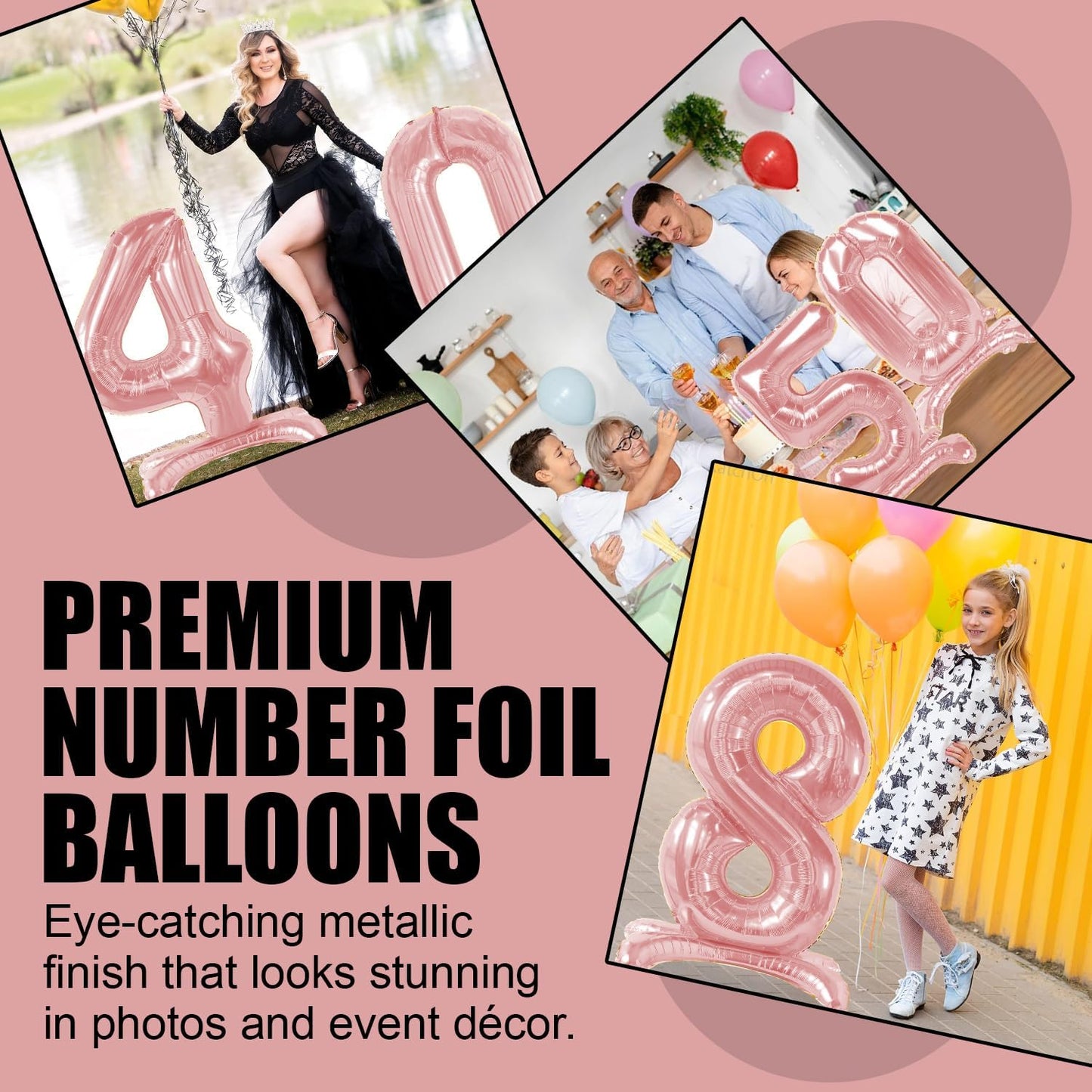 Rose Gold Standing Number Foil Balloon
