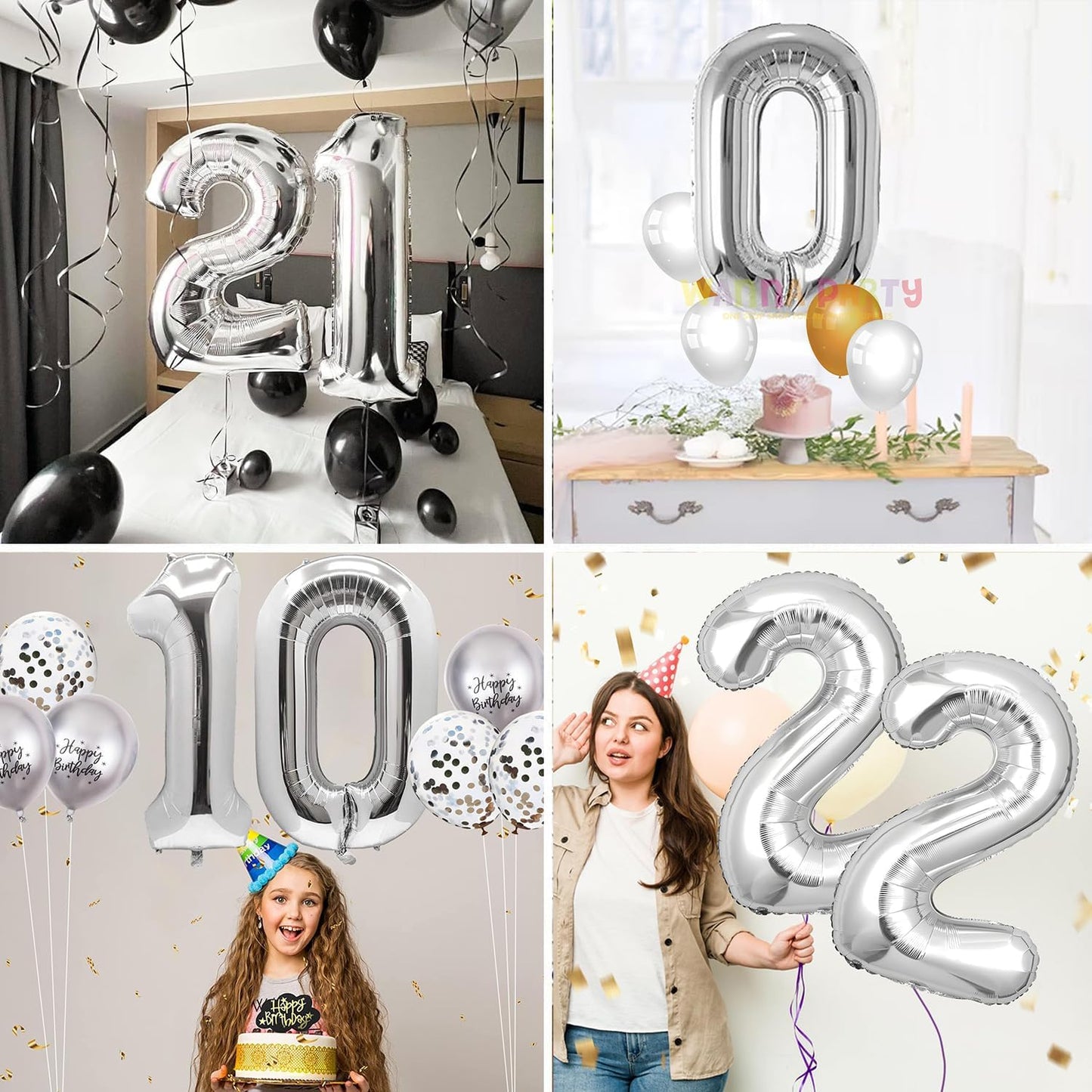 Silver Number Foil Balloon - 16in