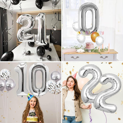 Silver Number Foil Balloon - 16in