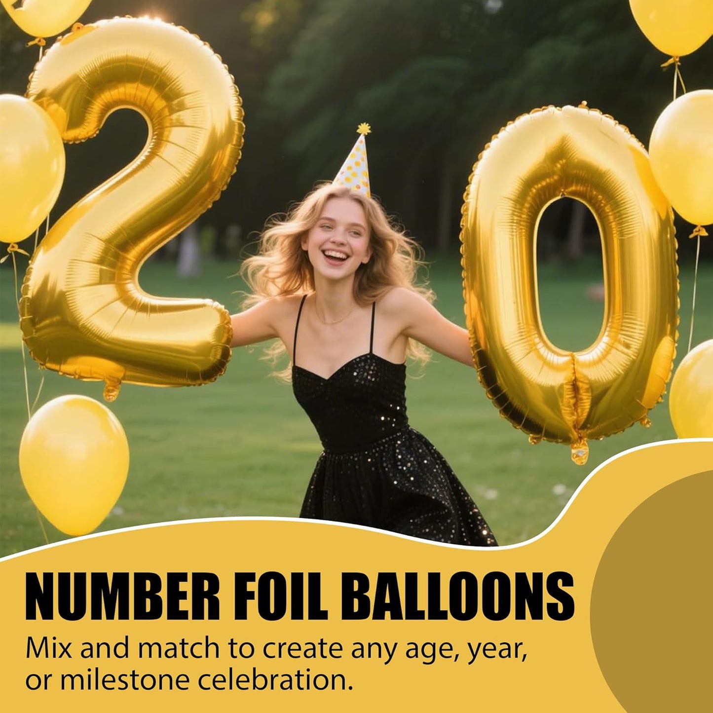 Gold Number Foil Balloon - 16in