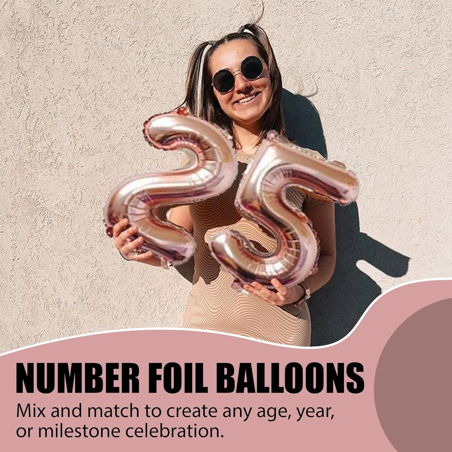 Rose Gold Number Foil Balloon - 32in