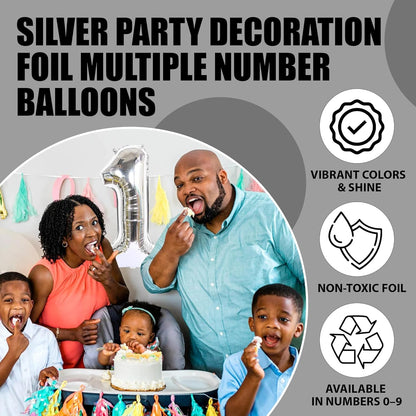 Silver Number Foil Balloon - 16in