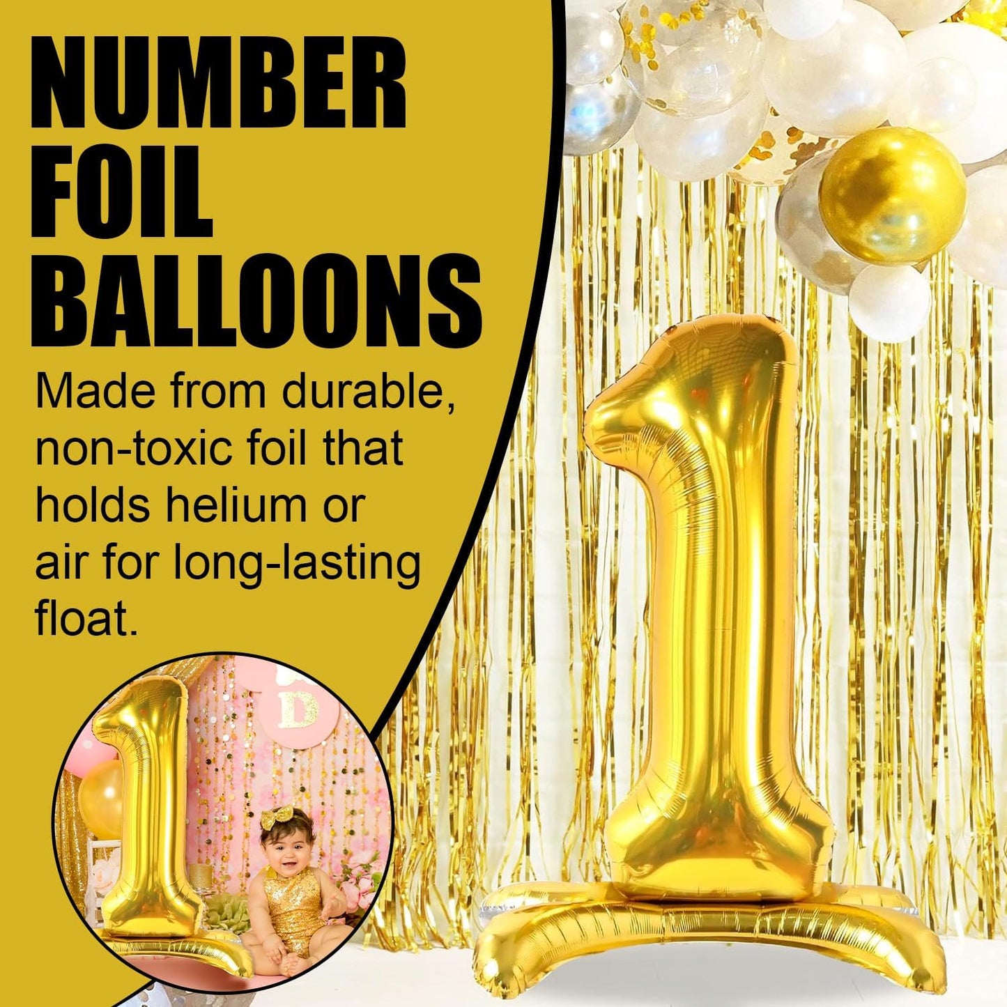Gold Standing Number Foil Balloon