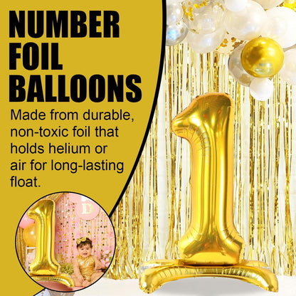 Gold Standing Number Foil Balloon
