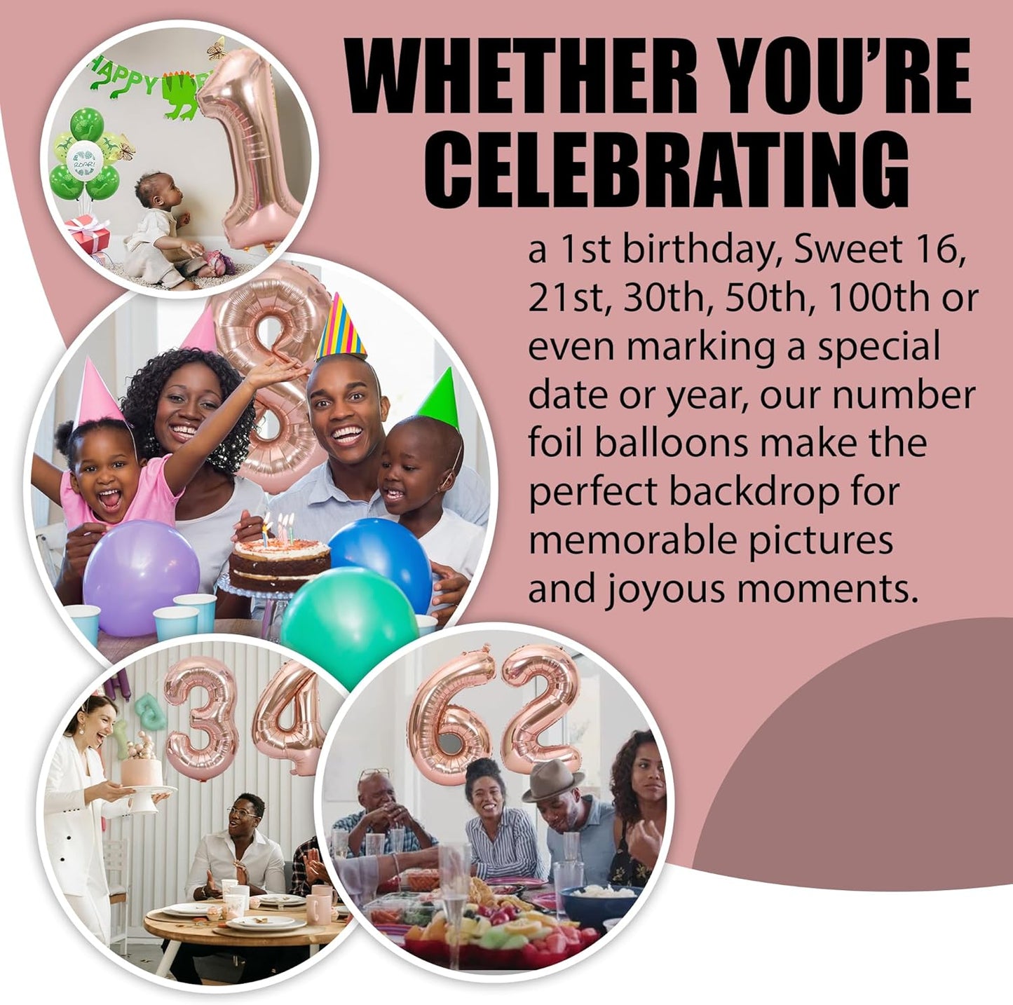 Rose Gold Number Foil Balloon - 32in