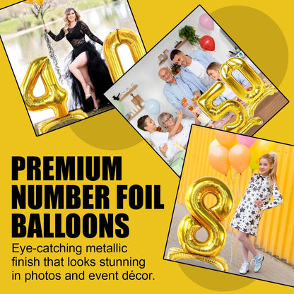 Gold Standing Number Foil Balloon