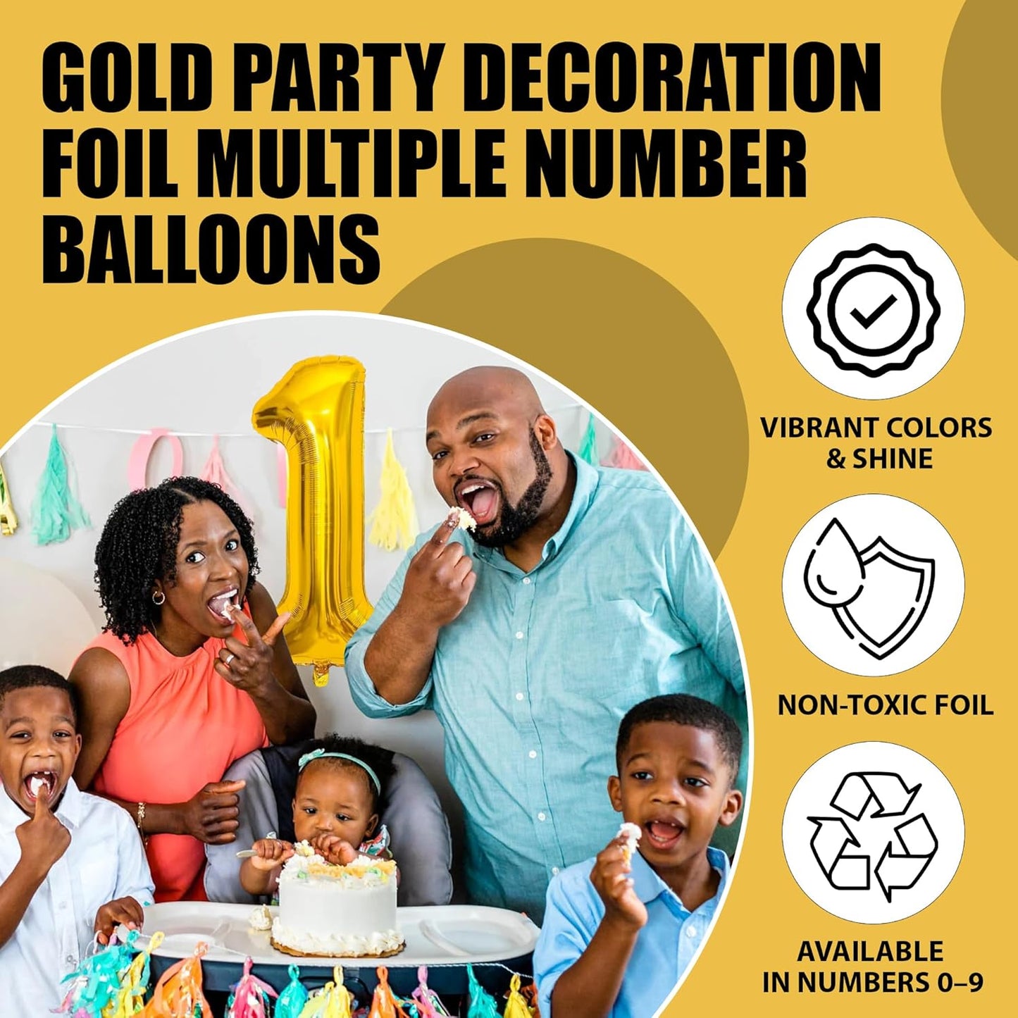 Gold Number Foil Balloon - 16in