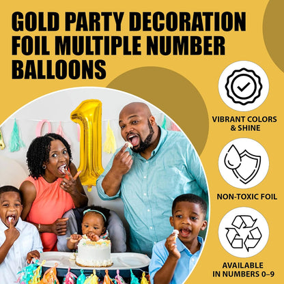 Gold Number Foil Balloon - 16in
