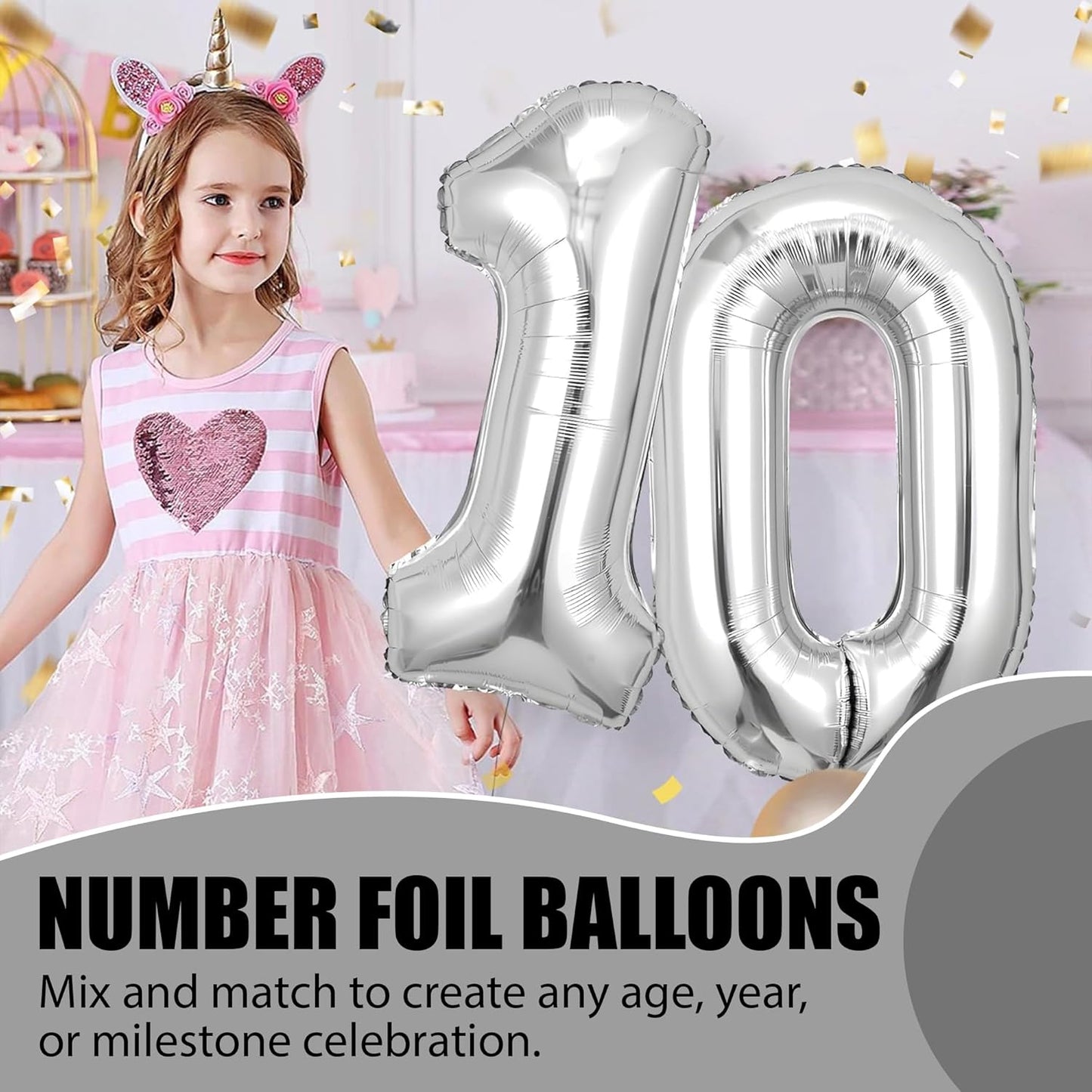 Silver Number Foil Balloon - 16in
