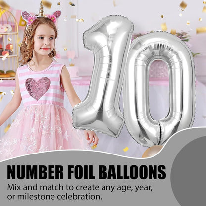 Silver Number Foil Balloon - 16in