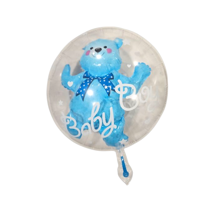 Baby Boy Bear Transparent Balloon 24"