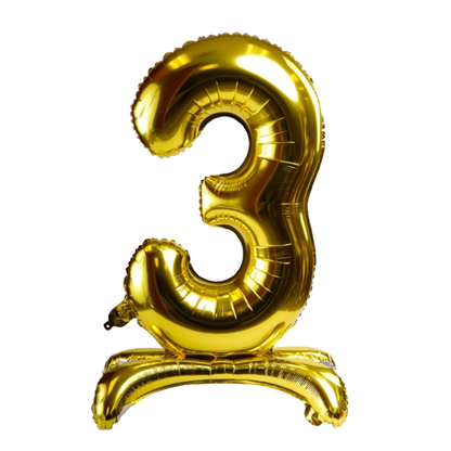Gold Standing Number 3 Foil Balloon