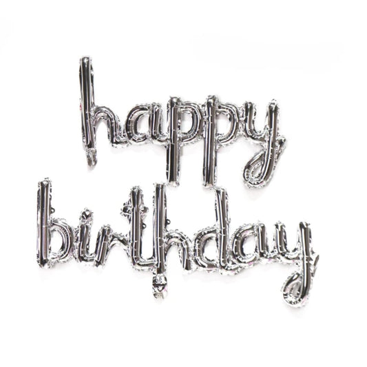 Cursive Silver Foil Happy Birthday Banner