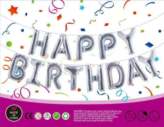 Silver Air-filled Happy Birthday Banner