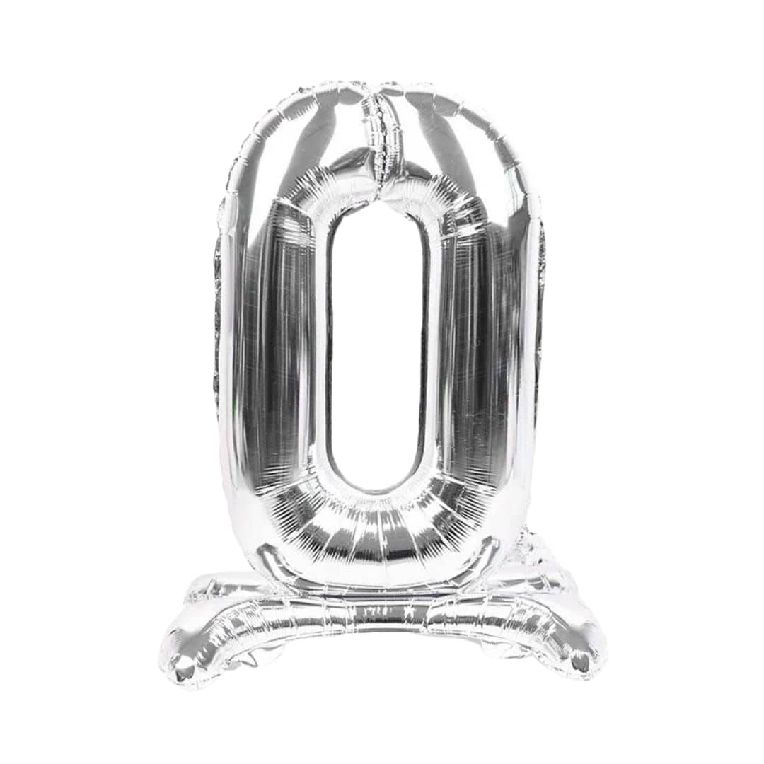 Silver Standing Number Foil Balloon - 32in